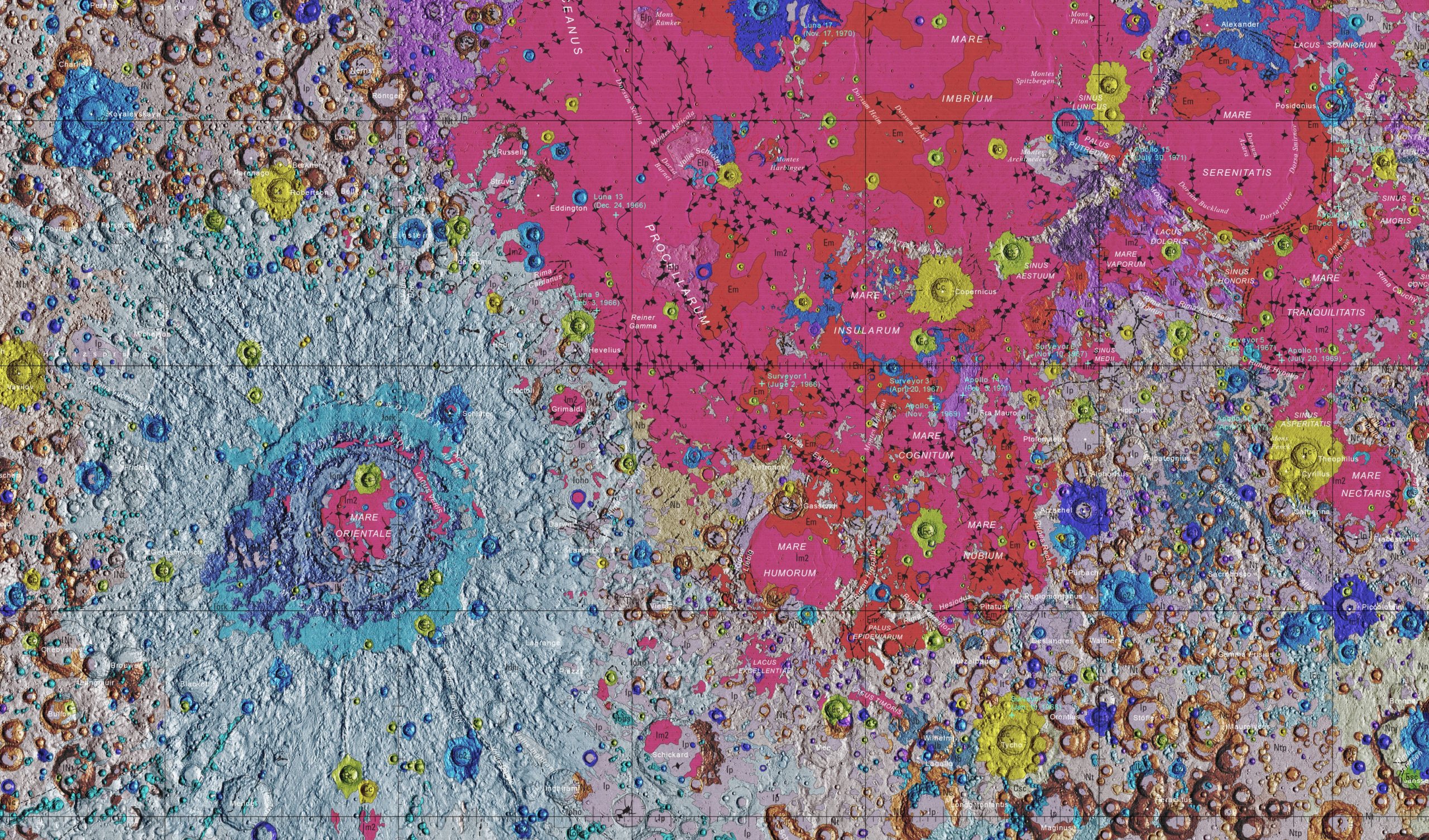 Unified Geologic Map of the Moon, 1:5M, 2020